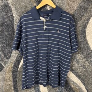 Chaps Golf Polo Shirt Mens XL Blue Excellent Striped Mercerized Cotton Short Slv